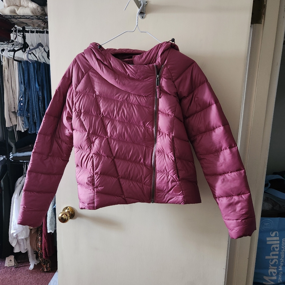 L.L. Bean Women's Hooded Downtek Goose Down Puffer Jacket Size XXS Asymmetrical